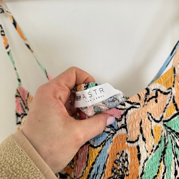 ASTR The Label Marlene Floral Print Smocked Sleeveless Maxi Dress Orange L - Picture 11 of 11